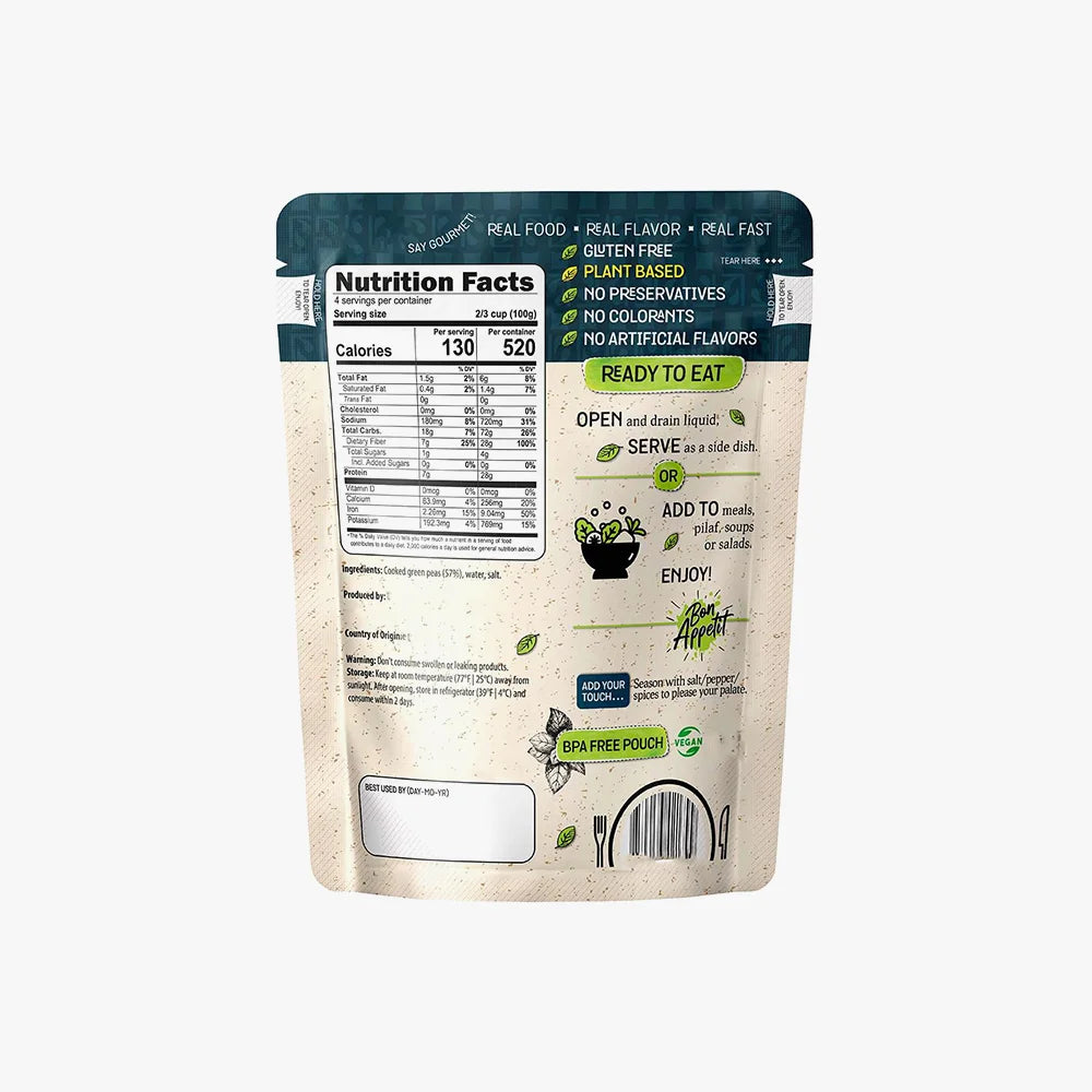 Naturally Preserved Green Peas Pouch