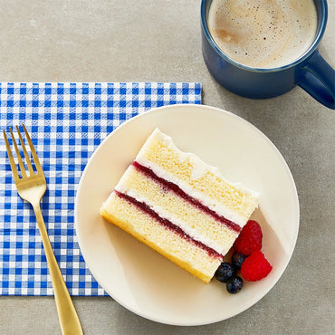 Berry Layered Vanilla Cream Cake Slice